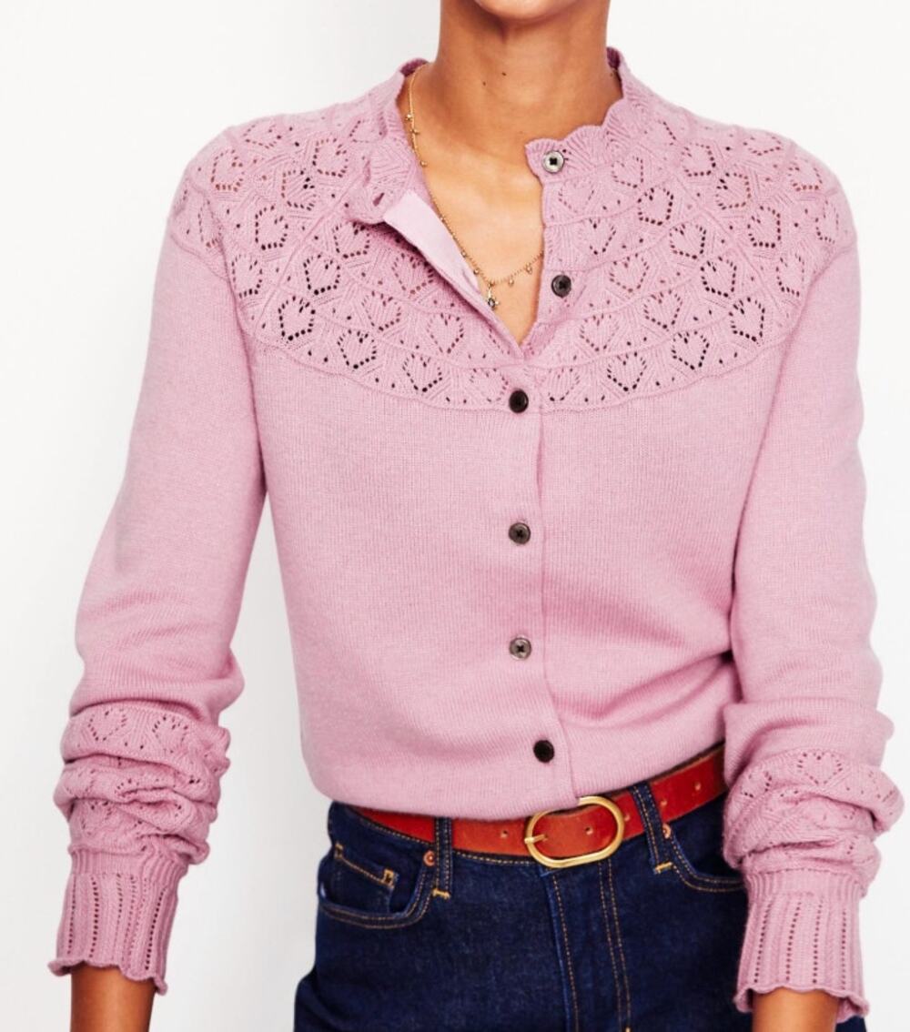 Boden Pretty Raglan Cardigan Soft Lavender Pink Small - Picture 1 of 6
